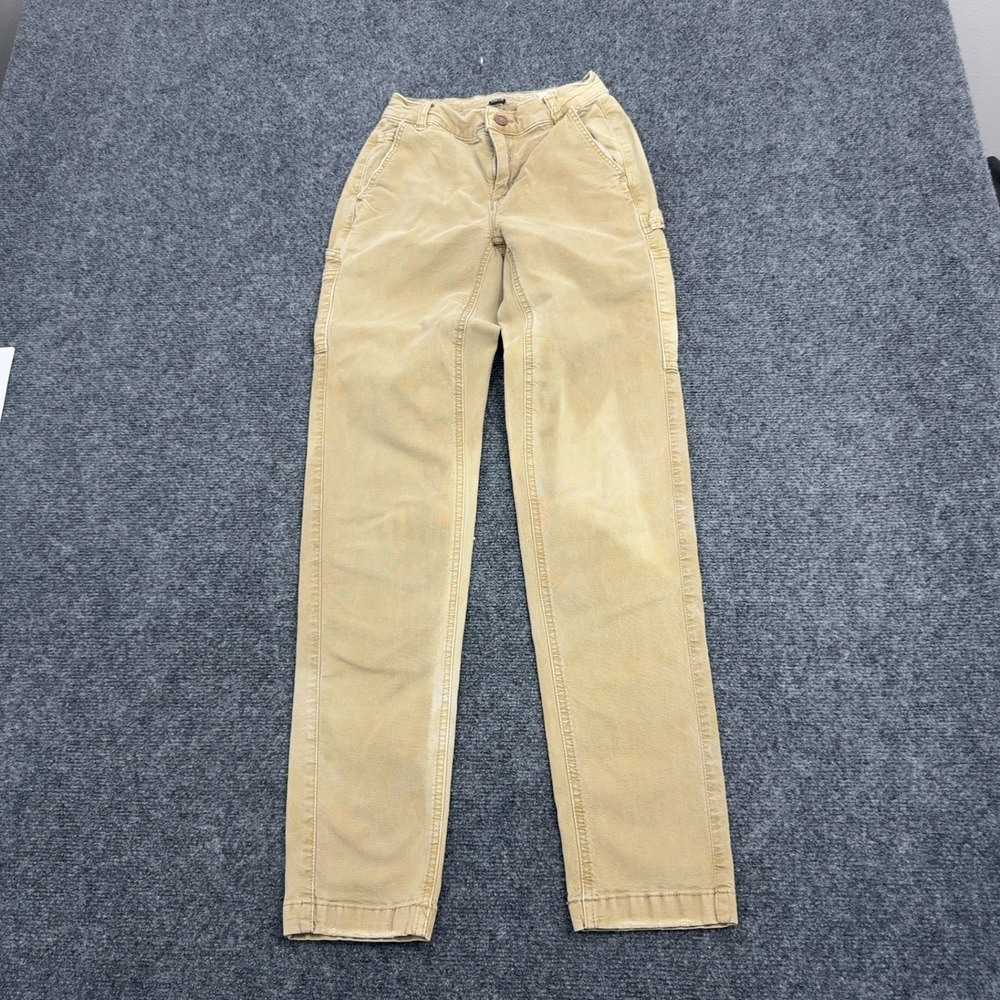 American Eagle Carpenter Pants Womens 000 Tan Cotton Stretch Utility Workwear